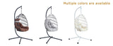 Indoor Outdoor Egg Swing Chair with Stand, Patio Grey Wicker Rattan Hanging Chair with Rope Back, W2920P281902