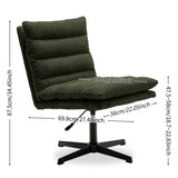 ZNTS Green Teddy Fabric 360&deg; Swivel Accent Chair, Cross Legged Office Chair, Adjustable Armless Wide Home W1164P239088