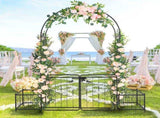 198.5*50*219cm Courtyard Arc Top With Door With Planting Frame Iron Art Iron Arch Black 02242955