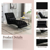COOMORE Velvet Chaise Lounge Indoor,Button-Tufted Upholstered Chaise Lounge Chair with Pillow for W39538681