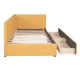 Upholstered Daybed with 2 Storage Drawers Twin Size Sofa Bed Frame No Box Spring Needed, Linen WF299017AAL