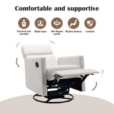 Modern Upholstered Rocker Nursery Chair Plush Seating Glider Swivel Recliner Chair, Beige 06954011