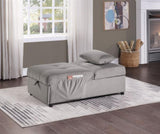 ZNTS Modern Lift Top Storage Bench with Pull-out Bed 1pc Brownish Gray Velvet Tufted Solid Wood Furniture B011P170006