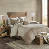 7 Piece Faux Suede Comforter Set Tan King B03597130