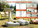 Portable Camping Sink with Foot Pump, 4.5Gal Fresh & 6.34Gal Recovery Water Tank, Rolling Outdoor 79306207