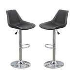 Dining Kitchen Adjustable Bar stool Chair Ebony Color Wax Polyurethane Leather Chrome Base Modern B011P151354