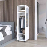 Cluster 63" Tall Wardrove with Mirror, Three Shelves, Casters and Hanging Rod, Armoire, Bedroom B070P210734