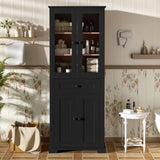 67.57" Tall Bathroom Storage Cabinet with Tempered Glass Doors, Adjustable Shelves & Drawer Modern N729P310006B