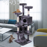 ZNTS Cat Tree Cat Tower with Scratching Ball, Plush Cushion, Ladder and Condos for Indoor Cats, Gray W2181P147631