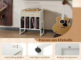 Multi-Purpose Record Player Stand with Drawer and Record Holder-White 79431499