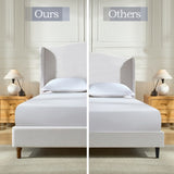 Hannah Upholstered Wingback Bed Size Queen / Tall 54" Headboard Upholstered Queen Bed / Premium B083P227902