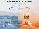 44" Ceiling Fan with Lights & Remote, Matte White Modern Fan, Reversible DC Motor, 6 Speeds, 3-Color W1367P447389