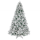 ZNTS 6 FT Unlit Snow Flocked Hinged Artificial Christmas Pine Tree Full 1050 Tips Branch w/Sturdy Metal 37419795