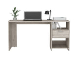 Computer Desk with 1-Drawer and 2-Open Storage Shelves, Light Gray B097133108