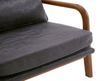 High Back Solid Wood Armrest Backrest Iron Frame Bronzing Cloth Indoor Leisure Chair Dark Grey 44411438