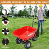 ZNTS RedRock Wheelbarrow Utility Cart Electric Powered Cart 48V28Ah 500W Capacity 500lbs Material ET295651RED