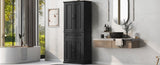 Bathroom Storage Cabinet with Doors and Drawer, Multiple Storage Space, Adjustable Shelf, Black WF308204AAB
