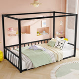 Twin size sunshade floor bed, iron double-size bed frame, modern low-profile double-size bed, W1858P282499