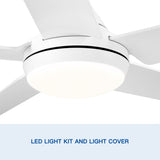 ZNTS 48 In Intergrated LED Ceiling Fan with White ABS Blade W1367P171202