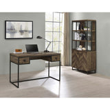 Rustic Oak Herringbone 2-Door Bookcase B062P153835