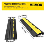 VEVOR Cable Protector Ramp, 5 Packs 2 Channels Speed Bump Hump, Rubber Modular Speed Bump Rated T3342P360021