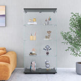 ZNTS Two-door Glass Display Cabinet 4 Shelves with Door, Floor Standing Curio Bookshelf for Living Room 32822939