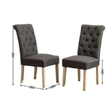 Habit Solid Wood Tufted Parsons Dining Chair, Set of 2, Grey T2574P164543