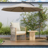 Modern Beige Curved Aluminum Lounge Chair with Stylish Rope-Weave Design and Cushioned Comfort, 85644037