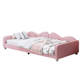 Twin size Upholstered Daybed, Sherpa Fabric Sofabed with Cloud-Shaped Backrest, No Box-spring N733P234602H
