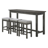 4pc Counter Height Dining Set Gray Finish Counter Height Table w Drawer Built-in USB Ports Power B011P151856
