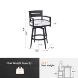 Modern Outdoor 2-Piece Swivel Bar Chairs Aluminum Frame with Ember Black, 360&deg Swivel, Ergonomic 55936866