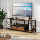 ZNTS TV Stand with LED Lights Power Outlets - TV Stand with Fabric Drawers for 65 70 75 Inches TV W2977P224347