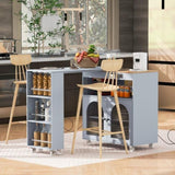 K&K Rolling Kitchen Island With Extended Table, Kitchen Island on Wheels with LED Lights,Power WF316018AAG