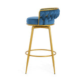 Swivel Counter Height Bar Stools Set of 2, 31." Bar Height Stools with Hand-Woven Backrest & Gold N762P216979C