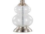 Belle 20" Contemporary Glass Accent Lamp in Clear Wrinkle Glass, Brushed Nickel and White Linen B202P224027