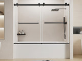 56-60" W x 60" H Frameless Double Sliding Shower Door, Premium 1/4" Thick Tempered Glass With T5595P489719