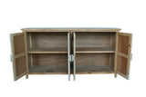 60"Wood Accent Cabinet with 4 Doors, Brown and antique white Modern Pantry Wood Buffet W2295P306897
