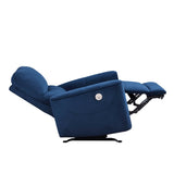 Modern Living Room 1pc Power Rocker Reclining Chair Blue Velvet Upholstery Solid Wood Frame Luxury B011P204080