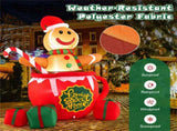 7ft Inflatable Gingerbread Man - Built-in LED Lights, Candy CaneHot Cocoa Mug Design, Multi-Color 84841295