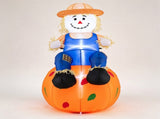 4 FT Inflatable Scarecrow Sitting on Pumpkin with LED Lights, Waterproof Polyester Fall Harvest 80338498