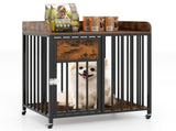 2-in-1 Dog Crate Furniture with Thickened Metal Tubes, Lockable Wheels Pet Kennel for Small Dogs 42924920