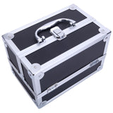 ZNTS SM-2176 Aluminum Makeup Train Case Jewelry Box Cosmetic Organizer with Mirror 9"x6"x6" Black 12276436