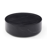 ZNTS 39.37'' Black Marble Round Coffee Table Sturdy Fiberglass table for Living Room ,No Need Assembly. W876P154762