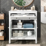 30" Bathroom Vanity with Ceramic Sink, Equipped with Adjustable Shelf and Tip-Out Tray, Bathroom N817P286250W