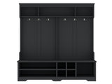 Modern Hallway Hall Tree Metal Hooks and Storage Space, Multi-Functional Entryway Coat Rack W1580P327017