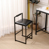 Black Bar Stool with Backrest Set of 2 Counter Height PU Leather Upholstered Bar Chairs with W1757122139