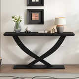 ZNTS Mirod 57'' Modern Rustic Console Table with Cross-Leg Design,Sturdy Construction and Ample Surface N760P214643B