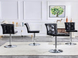 A set of 2 black vintage crocodile leather lift bar chairs, featuring crystal clasp design and W3875P371070