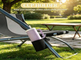 Black Set of 2 Folding Beach Chairs with Mesh Back Carry Bag & Cup Holder for Outdoor Camping Lawn 29944345