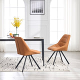 Dining Chair,Thickened fabric chairs with metal legs Set of 2,Brown W1249P243513